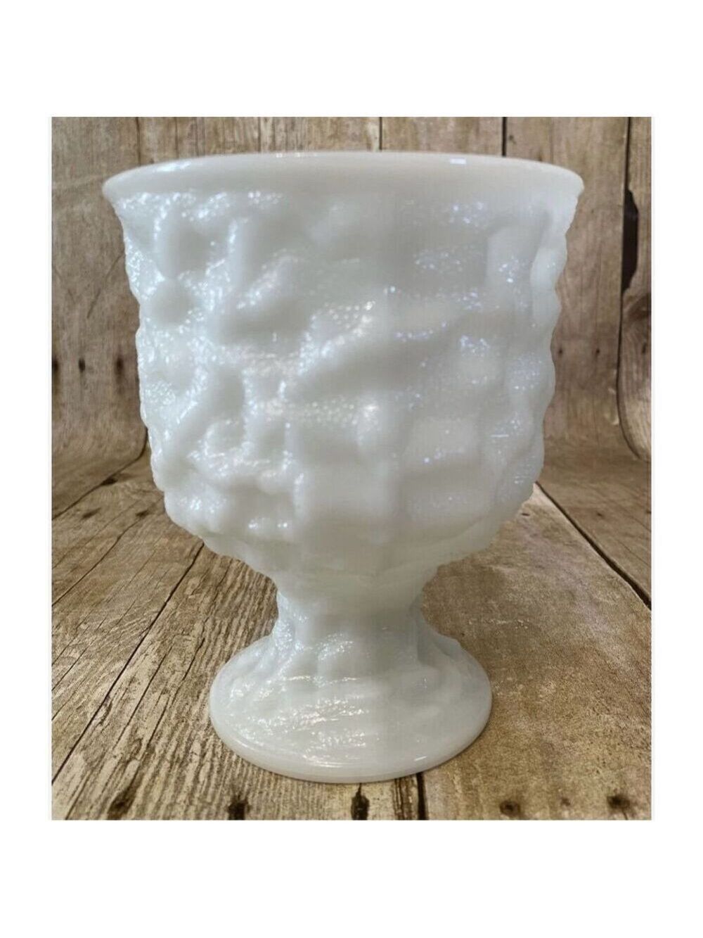 E.O. Brody Co.milk glass vase planter pedestal bumpy Vintage 50Vintage White Mi - Picture 6 of 10